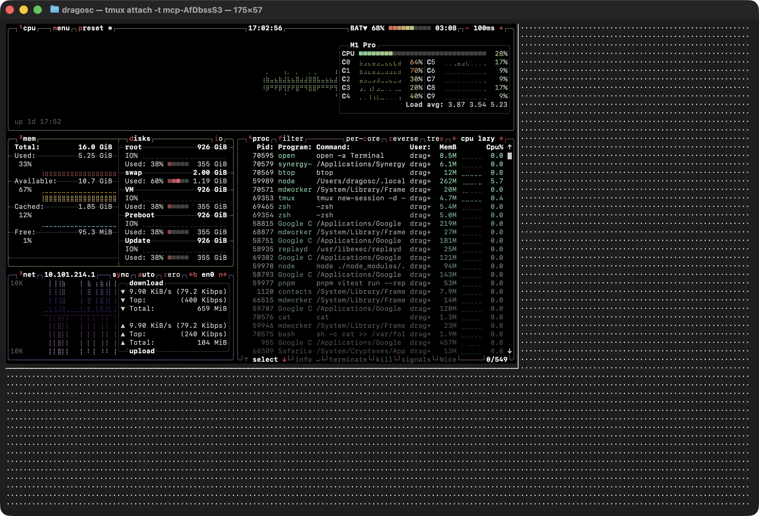 btop captured via mcp-tuikit
